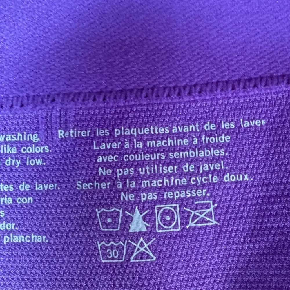 Rhonda Shear Front Zip Sports Bra Purple Size Large Full Coverage Padded - Picture 7 of 8